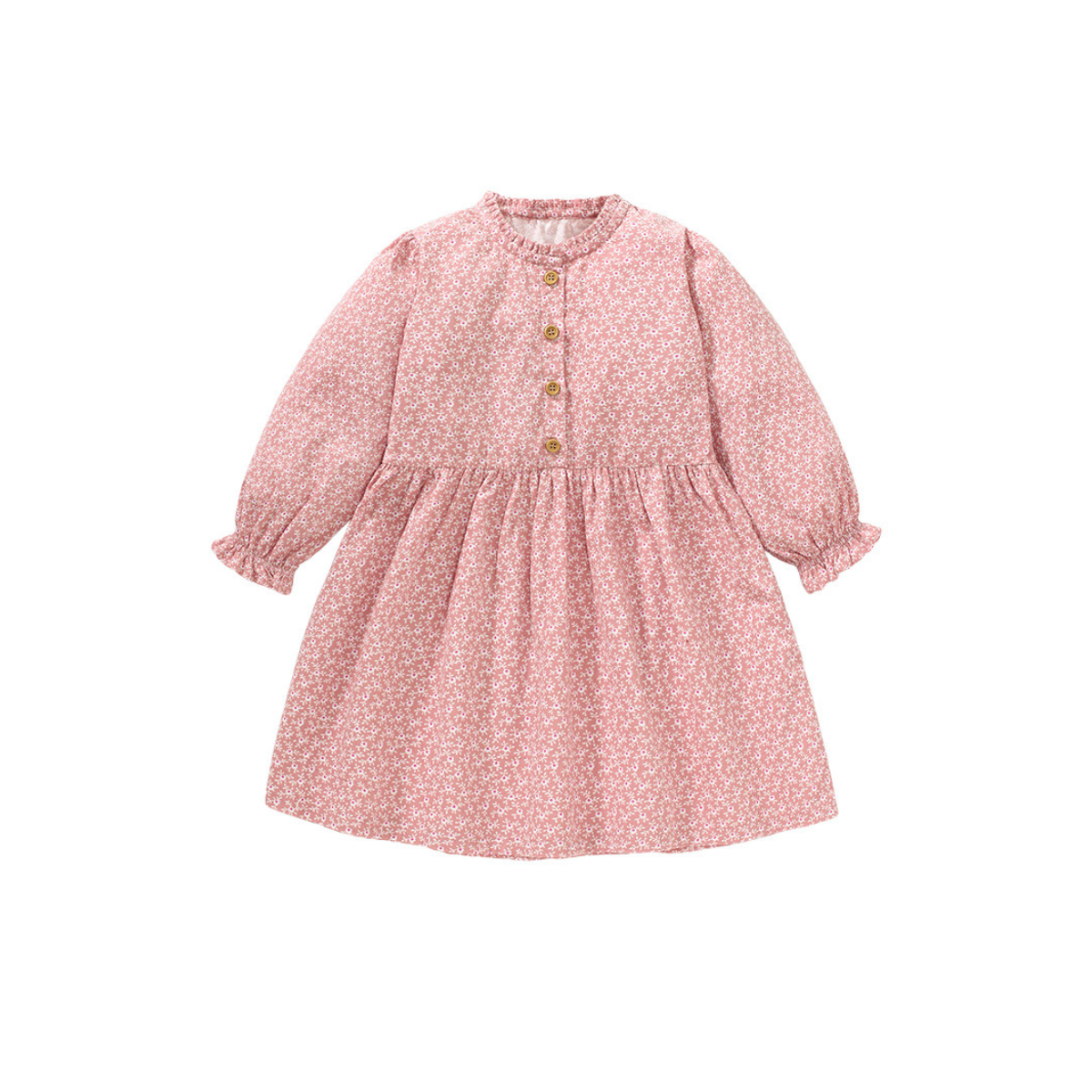 Button-Front Floral Dress – Pink