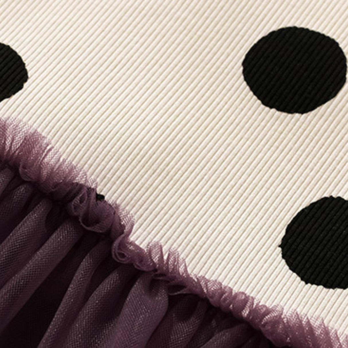 Polka Dot Tulle Dress – Cream and Plum