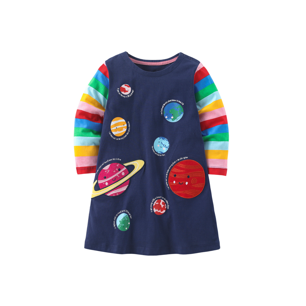 Rainbow Galaxy Long Sleeve Dress – Navy