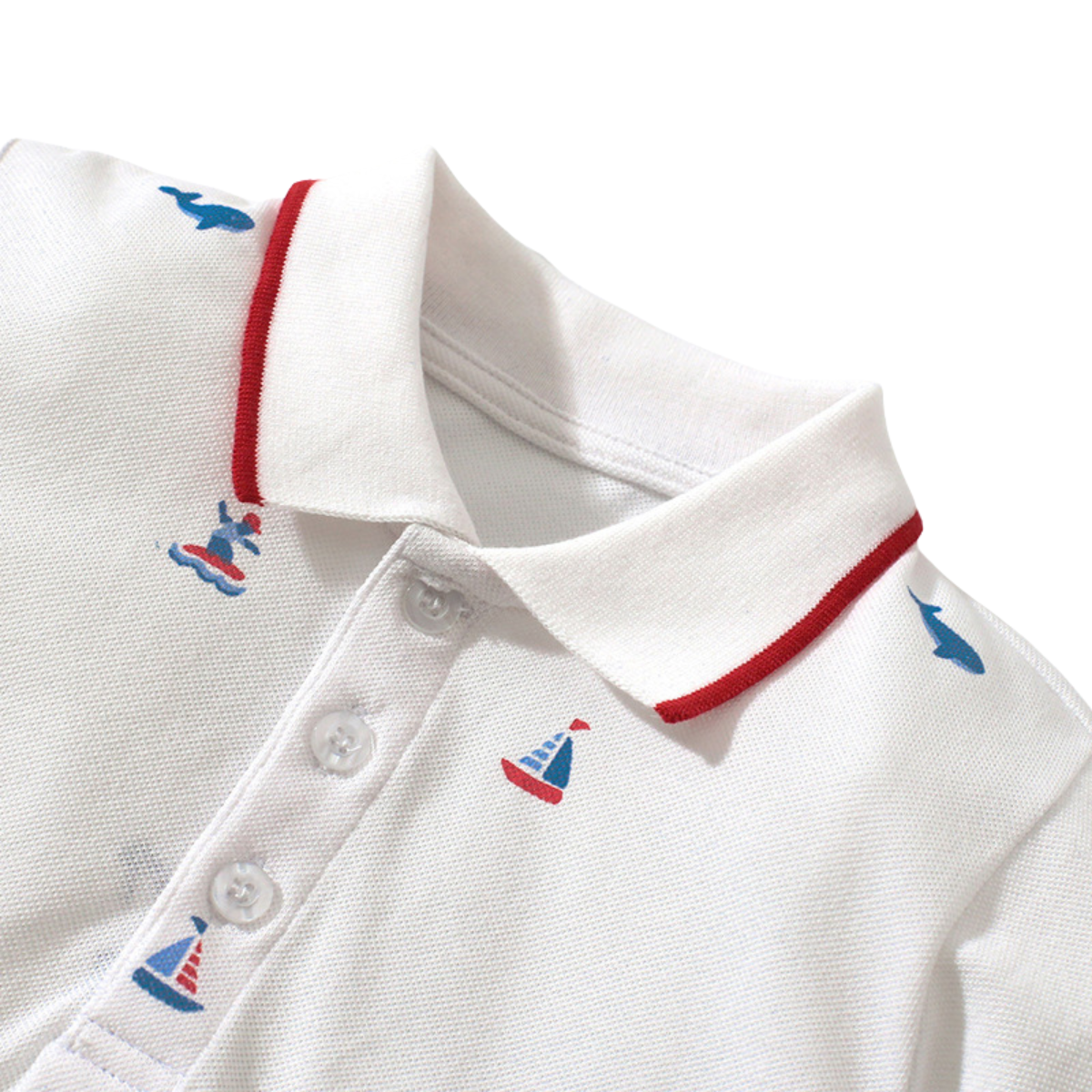 Sailboat Polo and Shorts Set – White and Navy