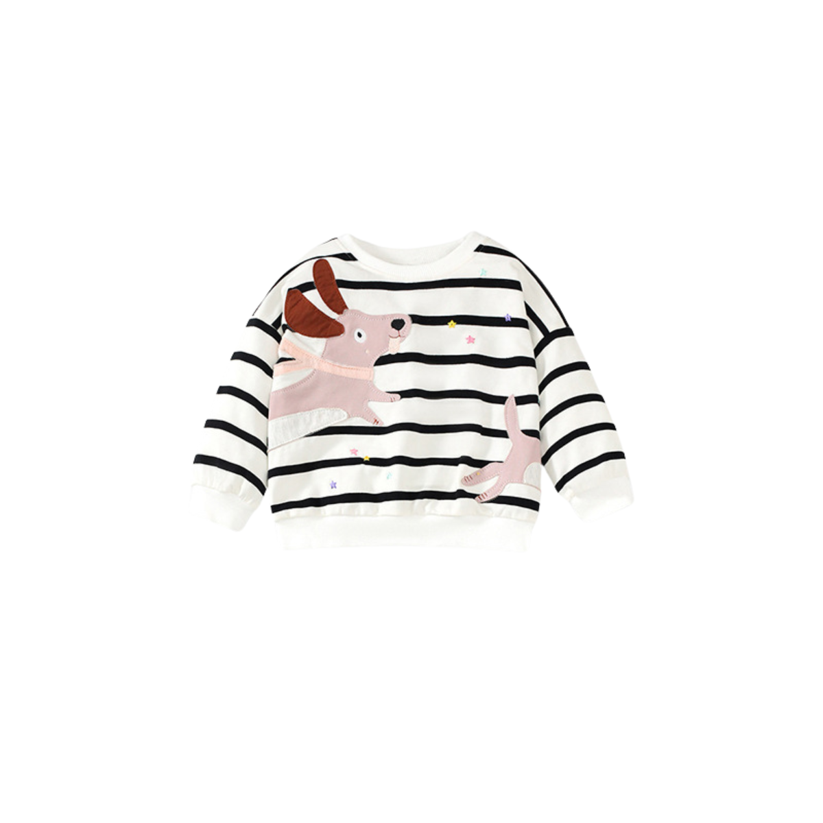 Striped Dog Graphic Sweatshirt – Ivory and Black