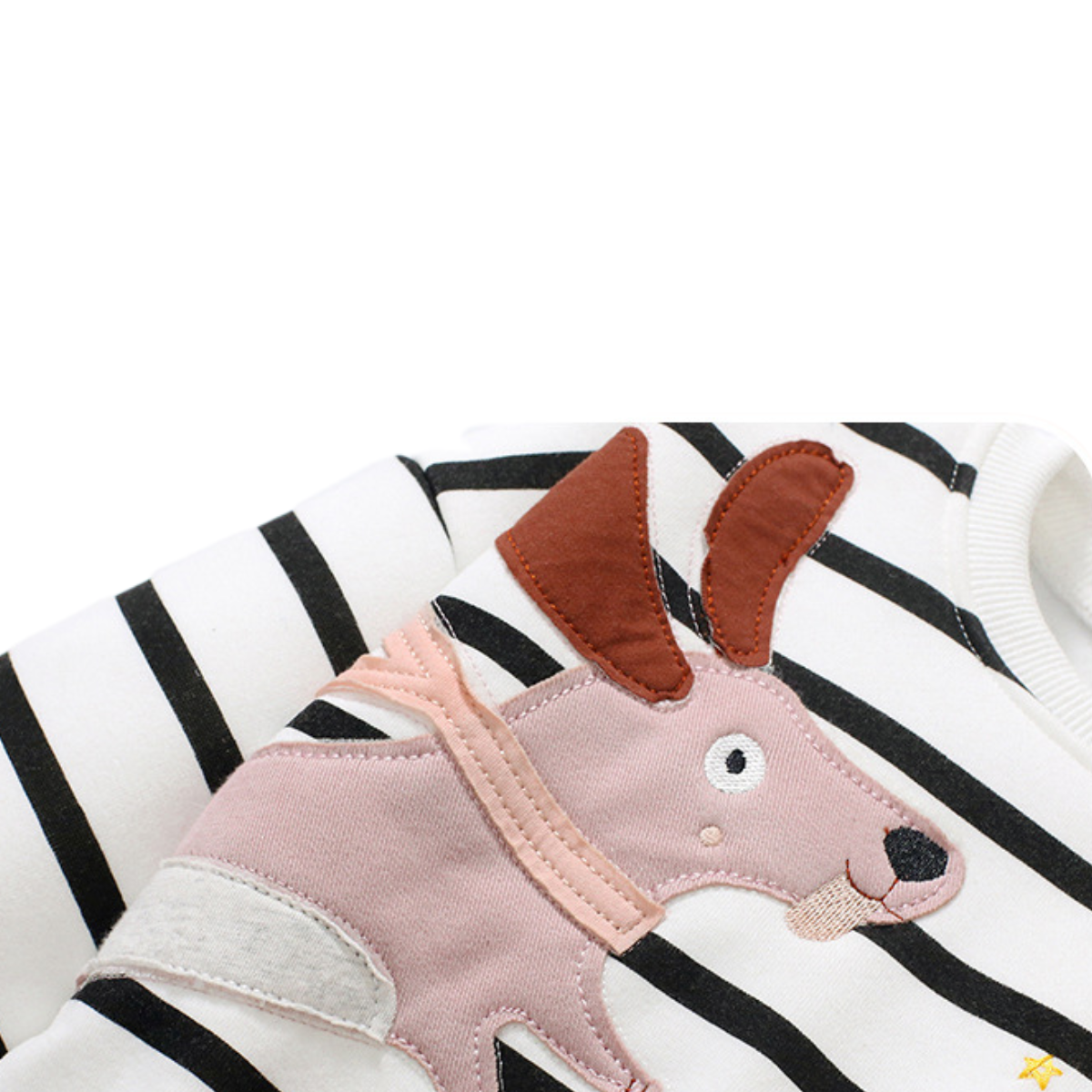 Striped Dog Graphic Sweatshirt – Ivory and Black