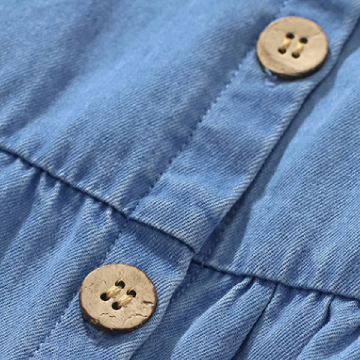 Unicorn Button-Front Dress – Light Blue