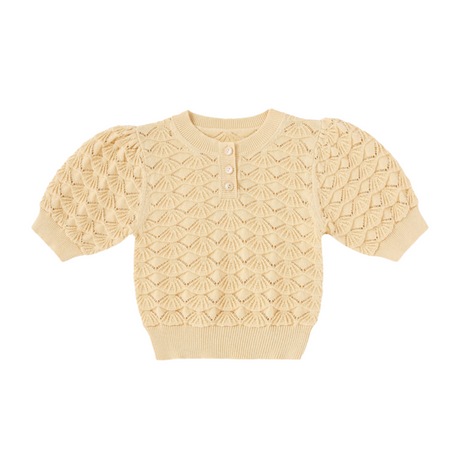 Yellow Puffy Sleeve Knit Top