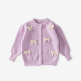 3D Bow Lavender Knit Cardigan