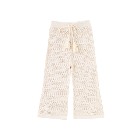 Ivory Knit Wide-Leg Pants