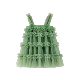 Forest Green Ruffled Tulle Dress