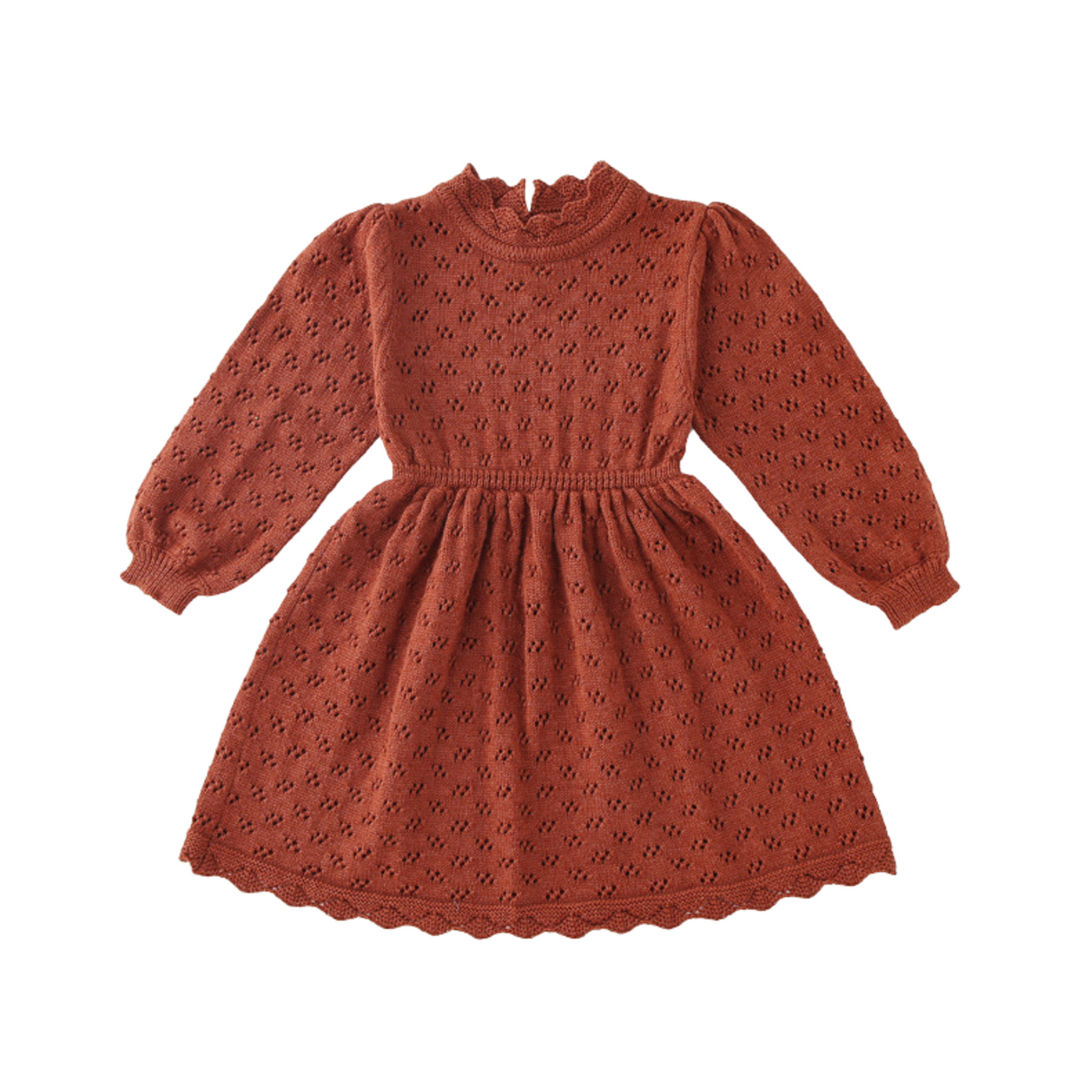 Red Long Sleeve Knit Lace Dress