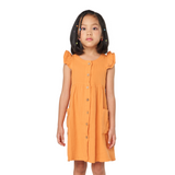 Orange Double Gauze Flutter Sleeve Princess Dress