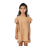 Khaki Cotton Ruffle Sleeve Princess Dress