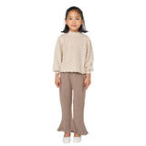 Light Camel Knit Flared Pants