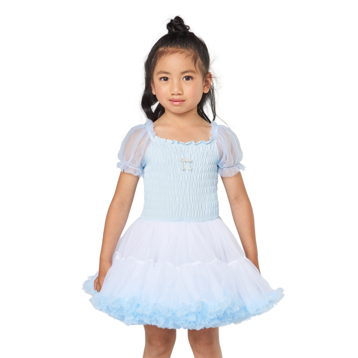 Sky Blue Ruffled Tulle Dress