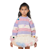 Rainbow 3D Pom Pom Knit Sweater