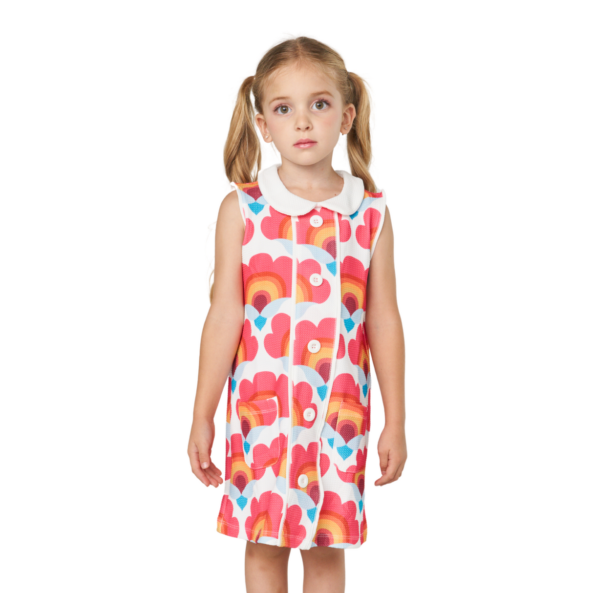 Rainbow Floral Print Sleeveless Dress