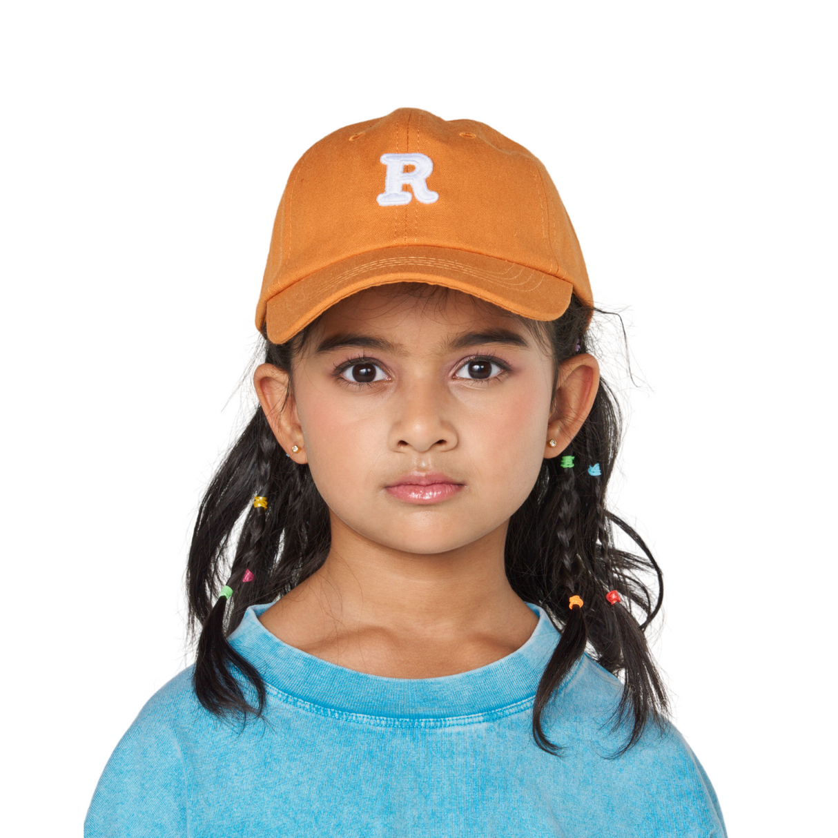 Baseball Cap - Orange with Embroidered Letter