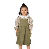 Embroidered Pocket Green Overall Dress