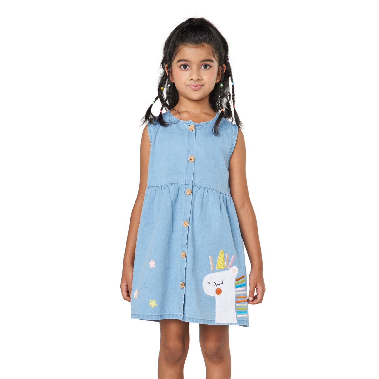 Unicorn and Star Denim Sleeveless Dress