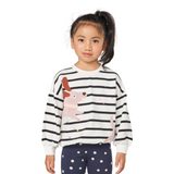 Striped Dog Applique Sweatshirt