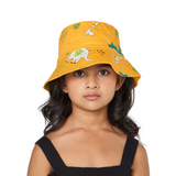 Bucket Hat - Yellow with Animal Print