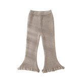 Light Camel Knit Flared Pants