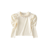 Cream Lace-Edged Long Sleeve Undershirt