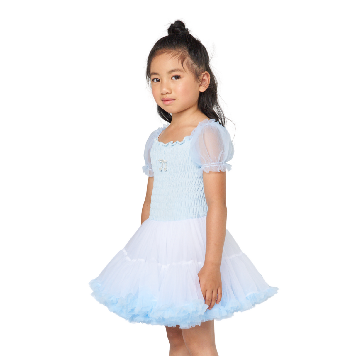 Sky Blue Ruffled Tulle Dress