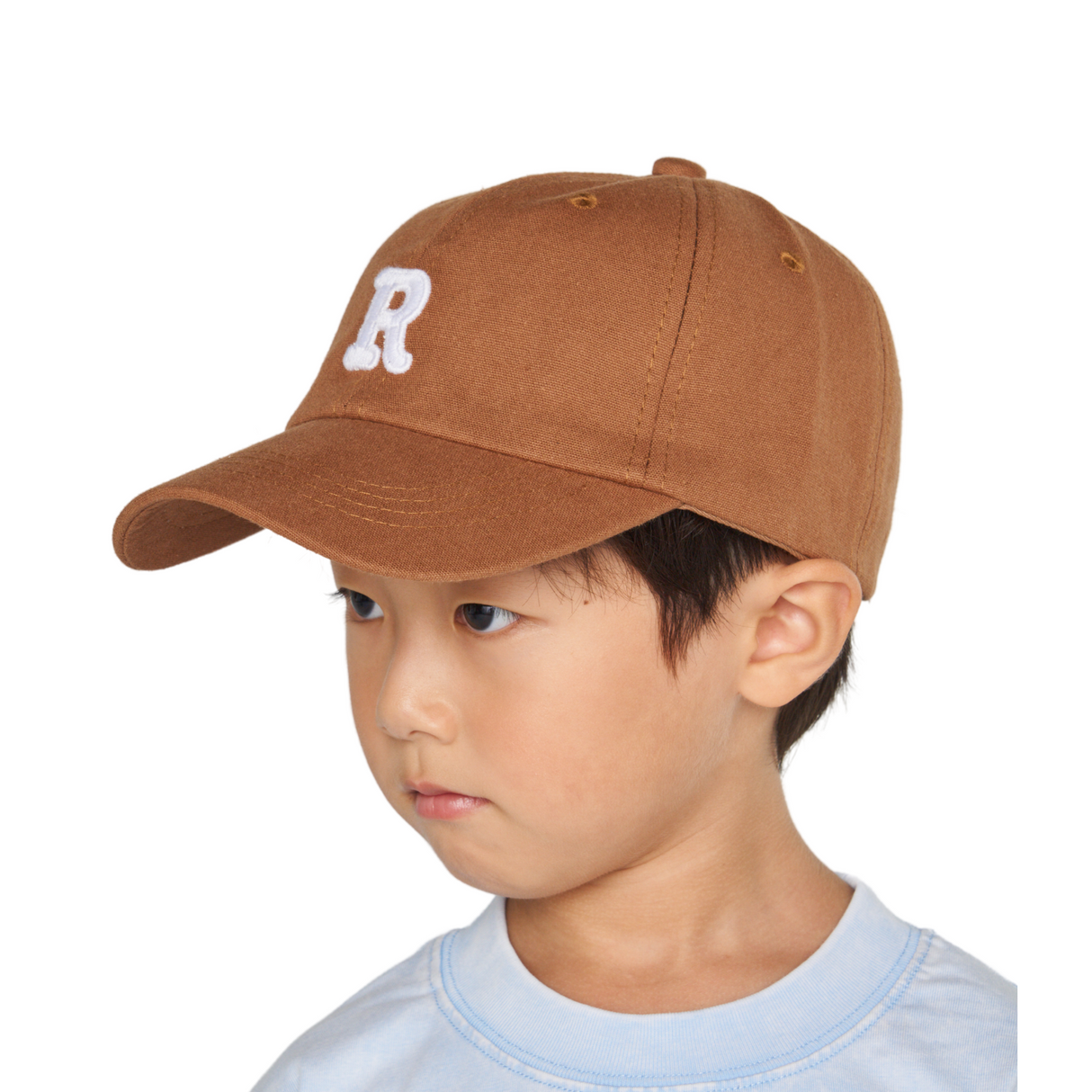 Baseball Cap - Light Brown with Embroidered Letter