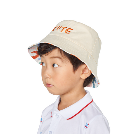 Bucket Hat - Beige with ‘Cute’ Embroidery