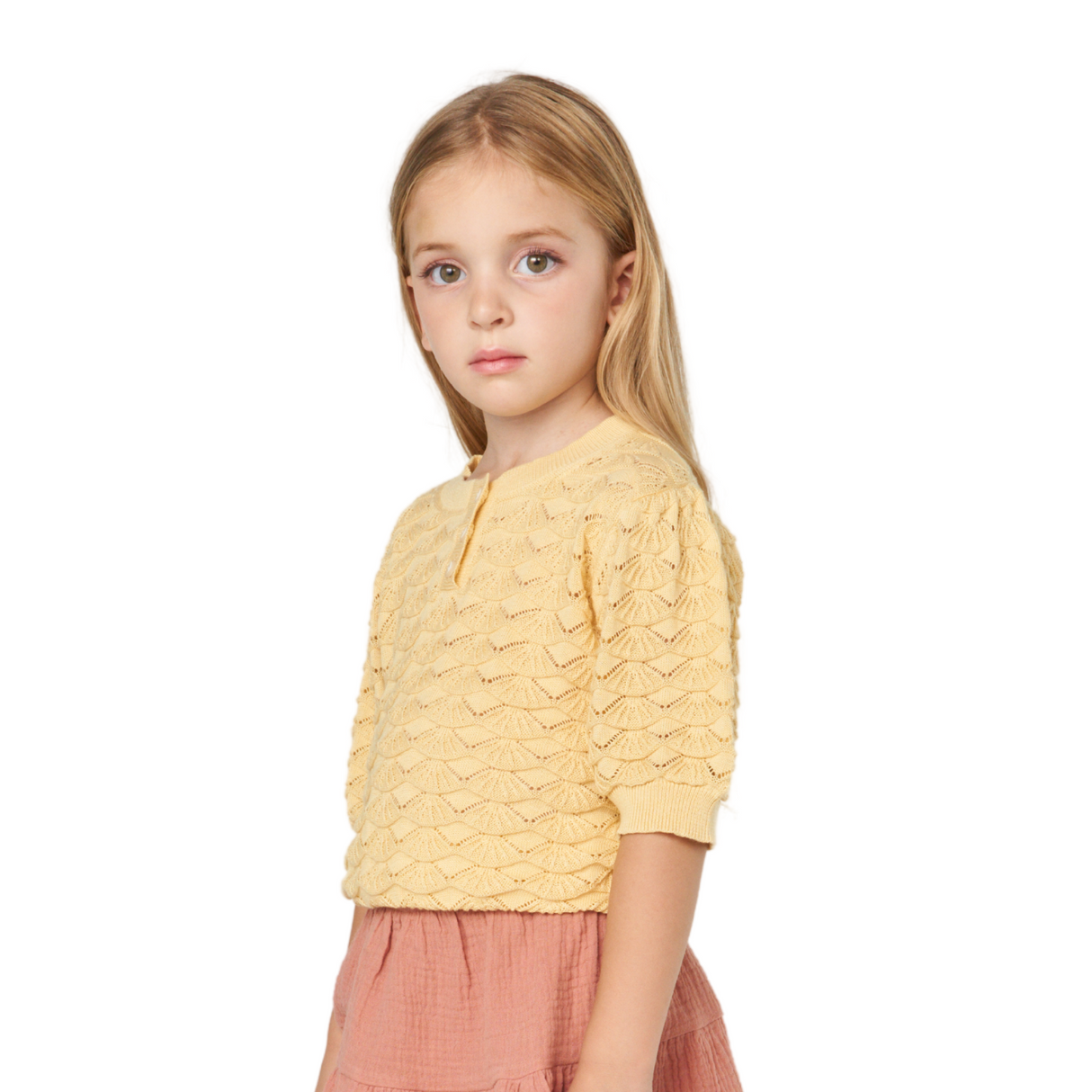 Yellow Puffy Sleeve Knit Top