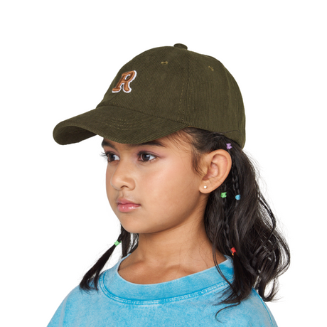 Baseball Cap - Olive Green with Embroidered Letter