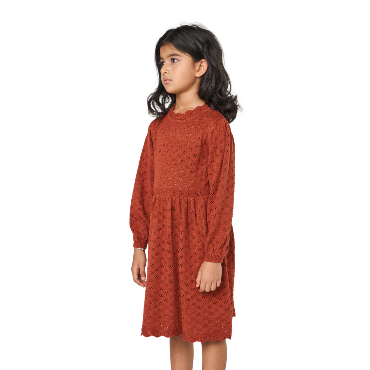 Red Long Sleeve Knit Lace Dress