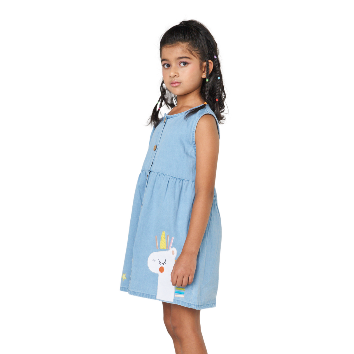 Unicorn and Star Denim Sleeveless Dress