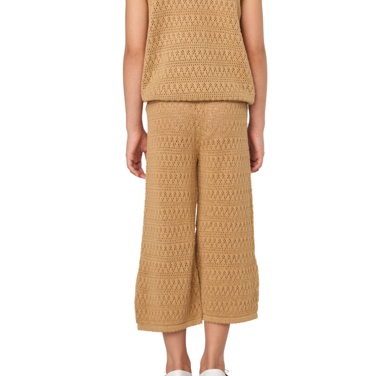 Camel Knit Wide-Leg Pants