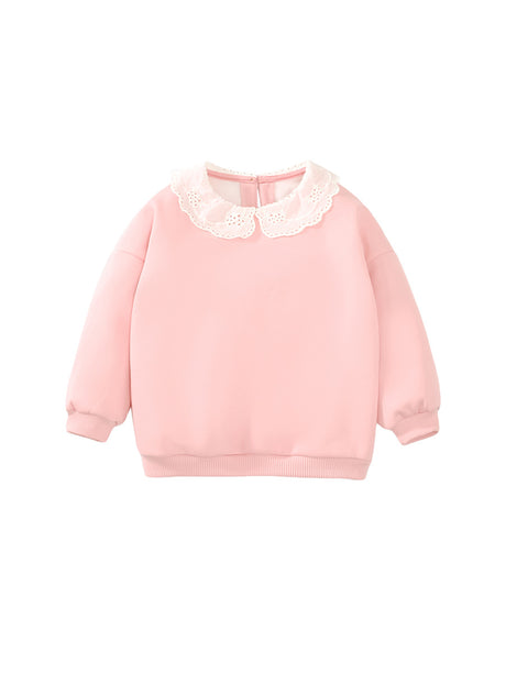 Pink Floral Collar Sweatshirt