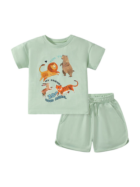 Zoo Animal Print T-Shirt and Shorts Set