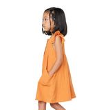 Orange Double Gauze Flutter Sleeve Princess Dress