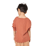 Brick Red Premium Cotton Long Sleeve Loose T-Shirt