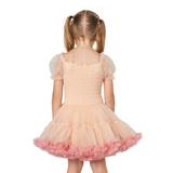 Peachy Tulle Ruffle Dress