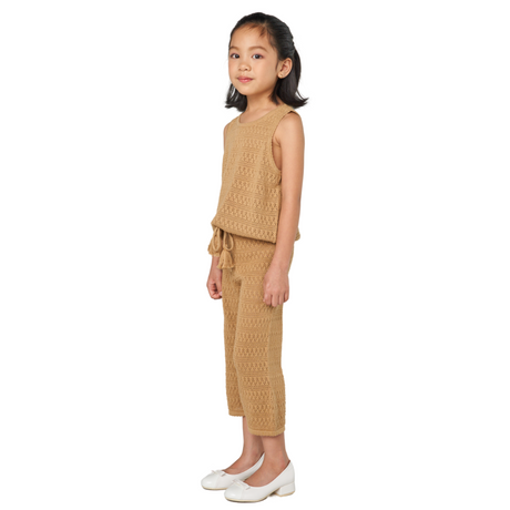 Camel Knit Wide-Leg Pants