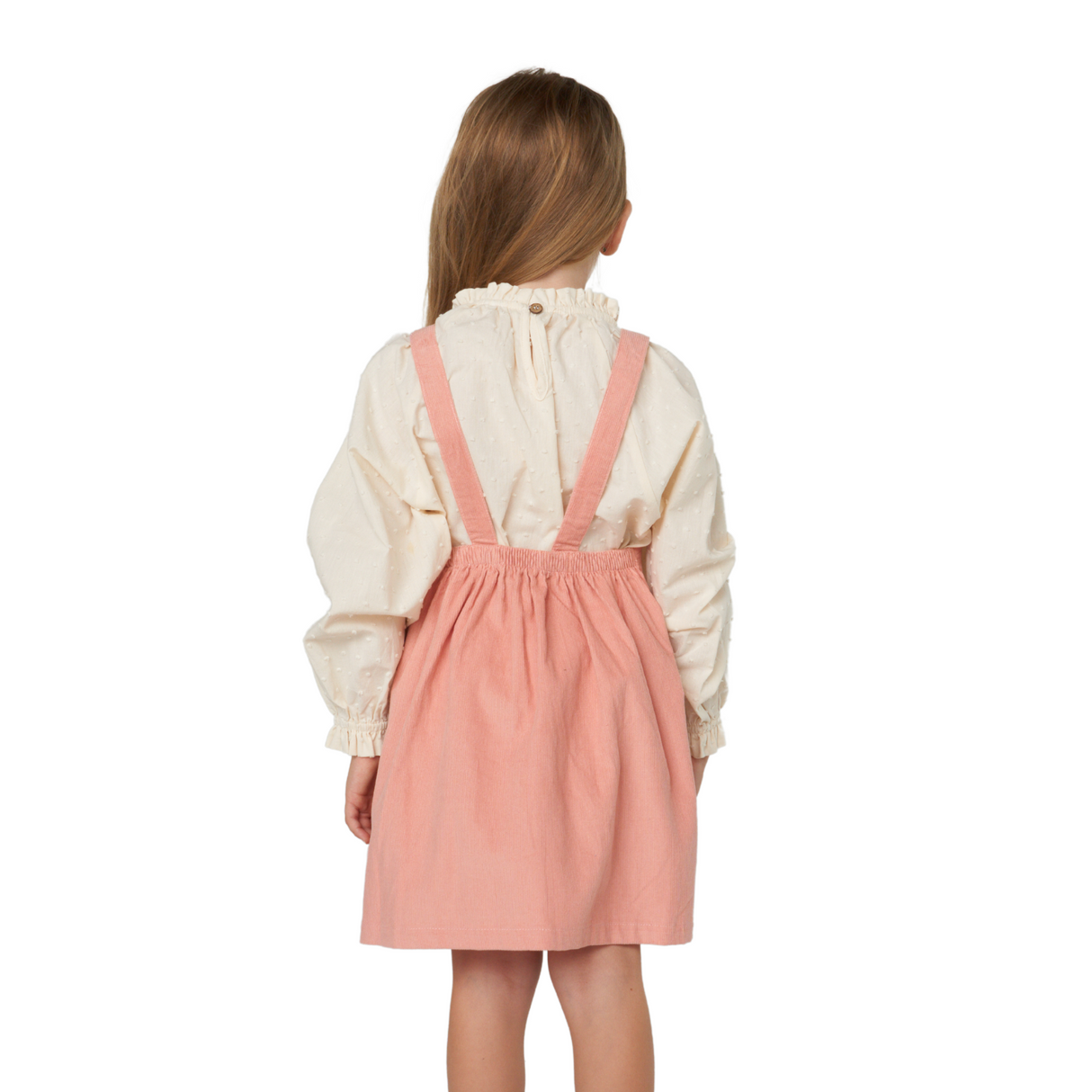 Embroidered Pocket Pink Overall Dress