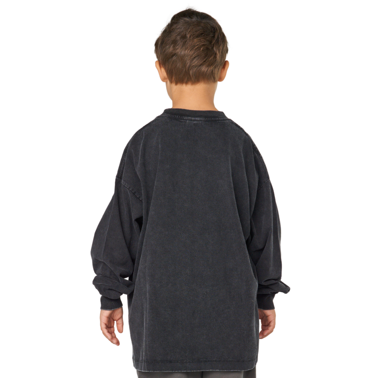 Black Vintage Washed Heavyweight Cotton Long Sleeve T-Shirt