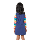 Rainbow Sleeve Planet Embroidery Dress