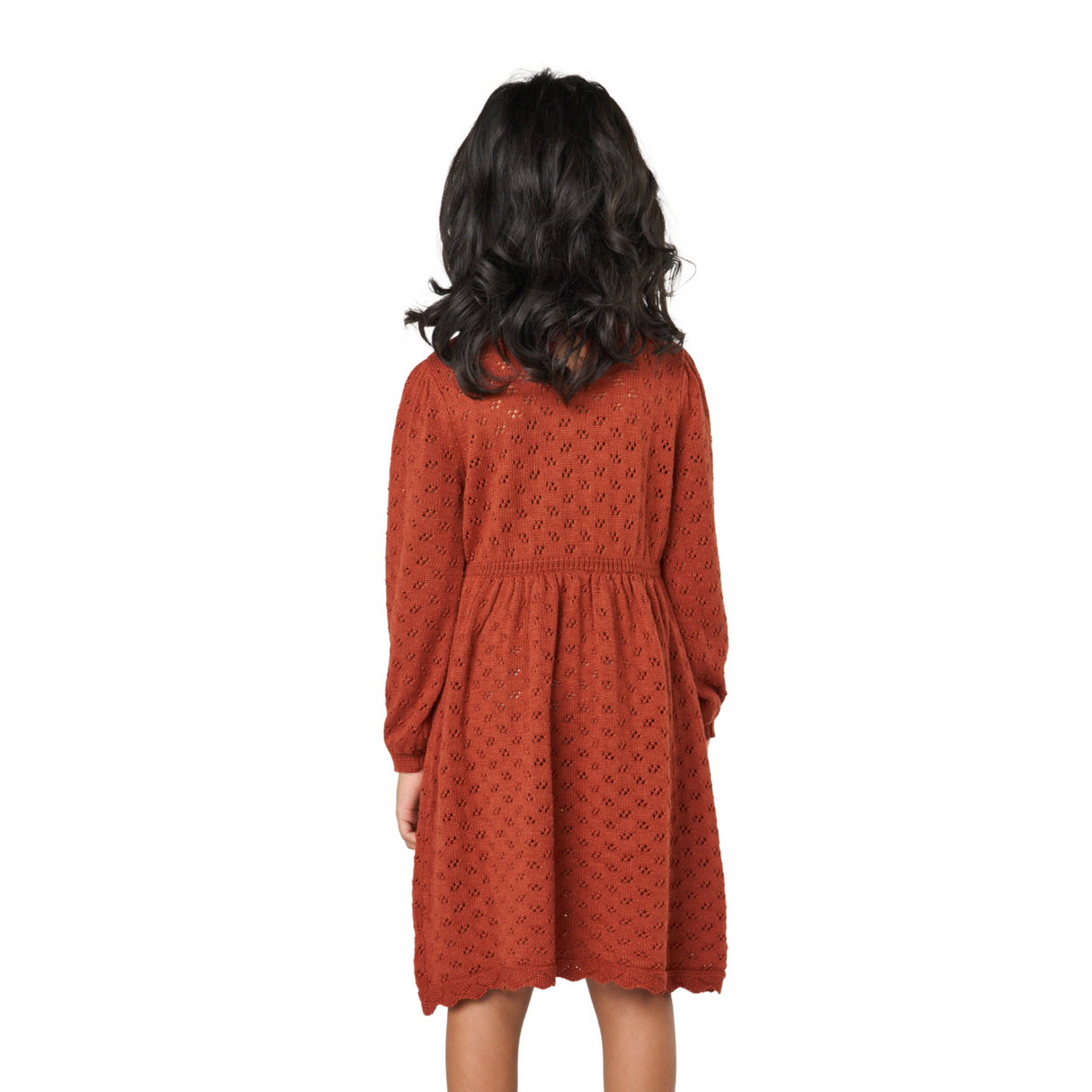 Red Long Sleeve Knit Lace Dress