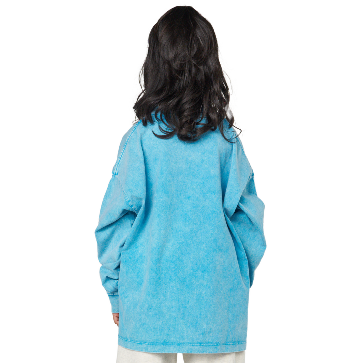 Sky Blue Vintage Washed Heavyweight Cotton Long Sleeve T-Shirt