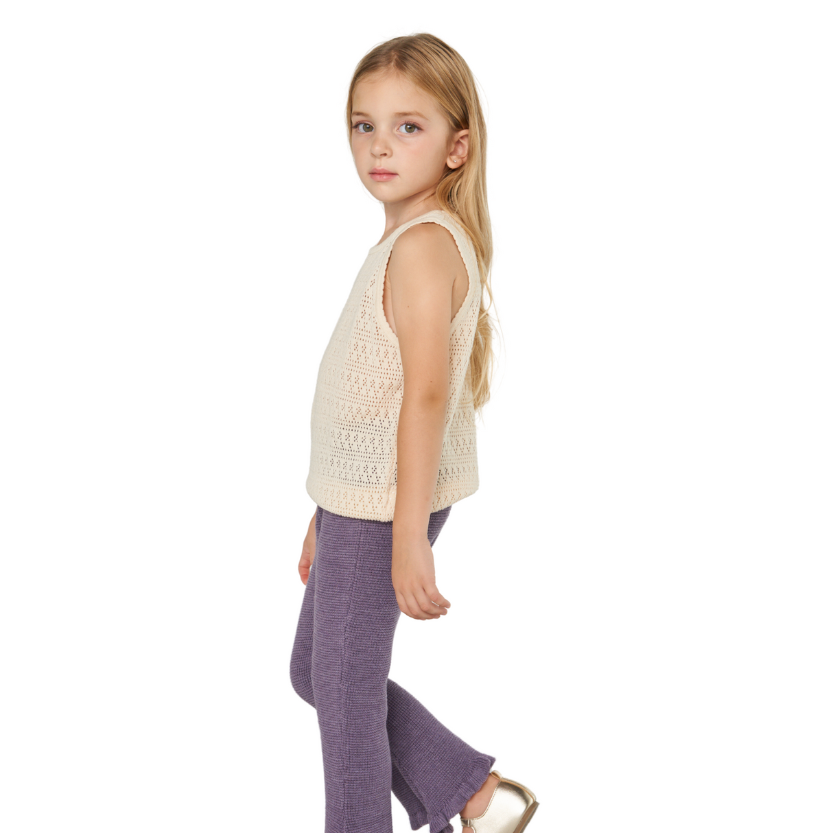 Purple Knit Flared Pants