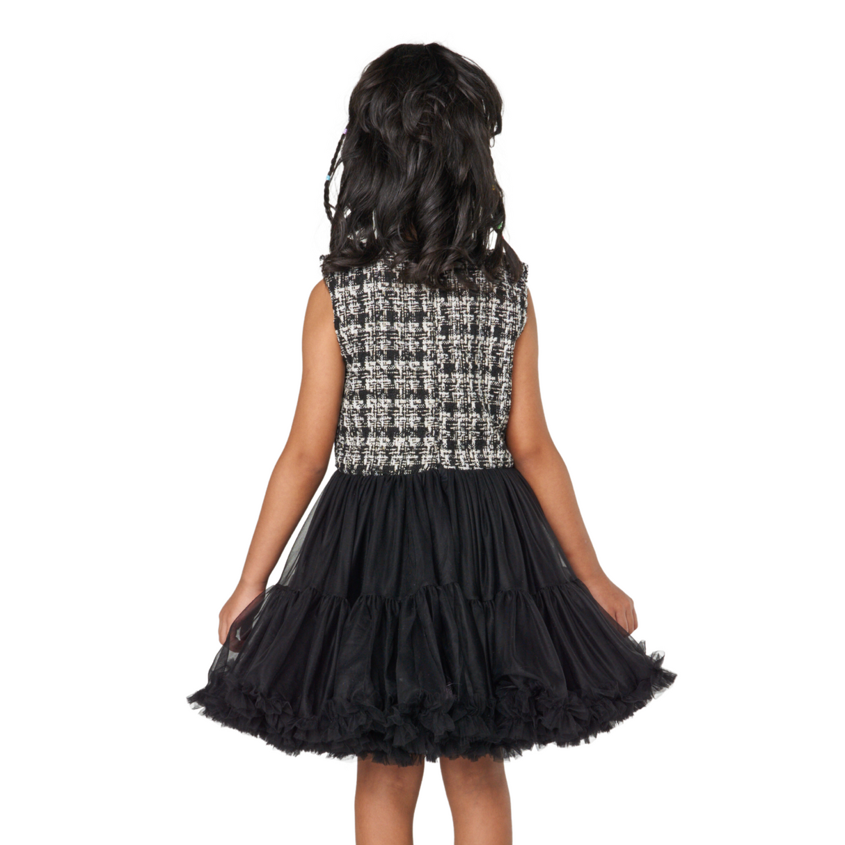 Tweed Top Puffy Skirt Dress