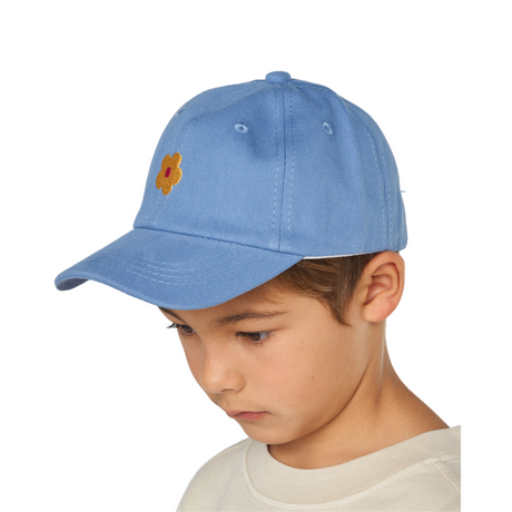 Baseball Cap - Blue with Floral Embroidery