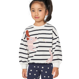 Striped Dog Applique Sweatshirt