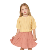 Yellow Puffy Sleeve Knit Top