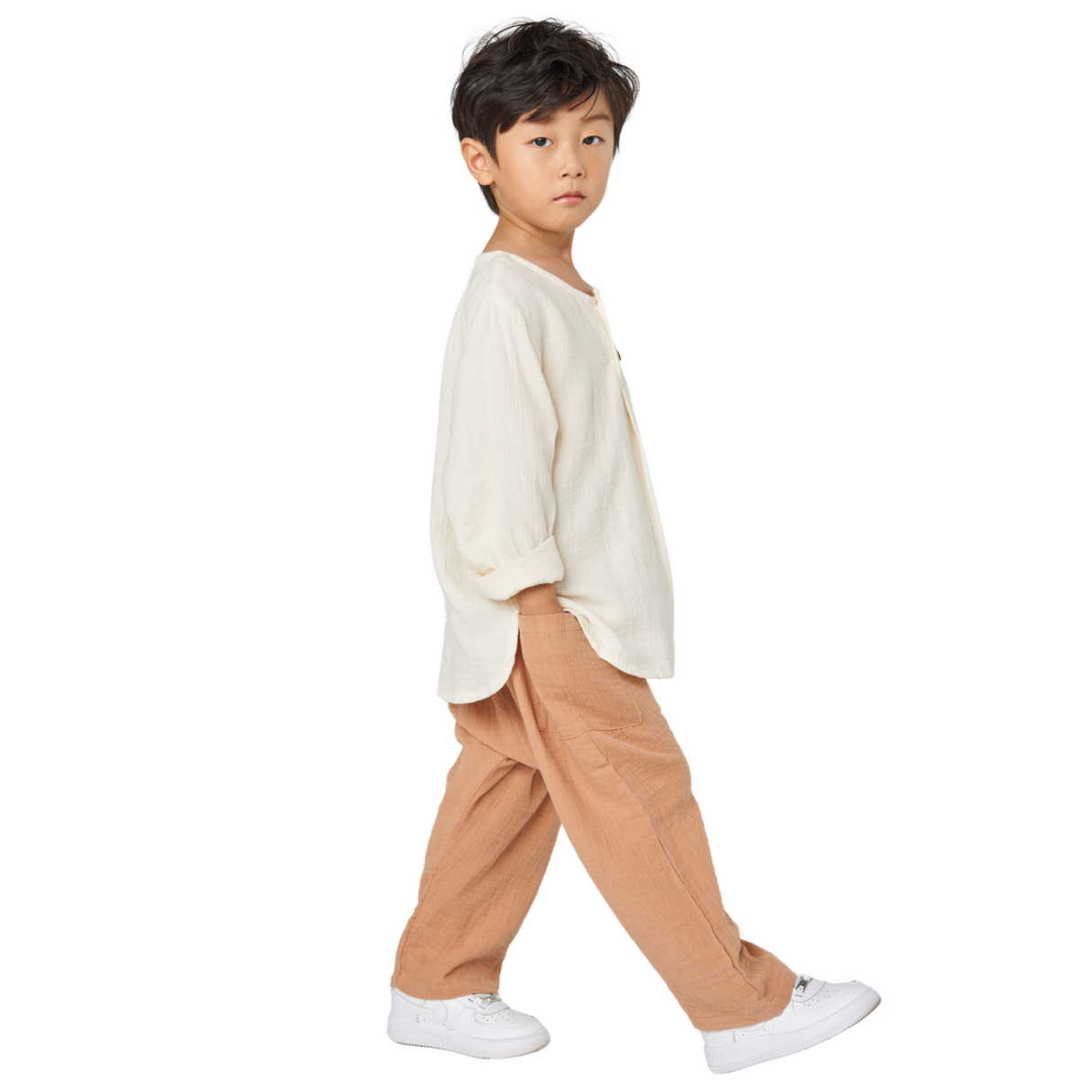 Khaki Double Gauze Relaxed Fit Harem Pants